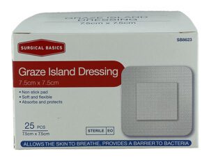 Surgical Basics Graze Island Dressing 7.5x7.5cm Display Of 25