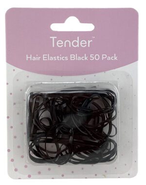 Tender No Tears Elastics Black 50 Pack