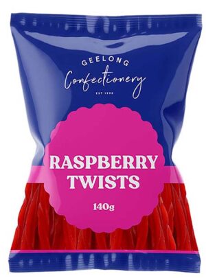 Geelong Confectionery Raspberry Twists 140g