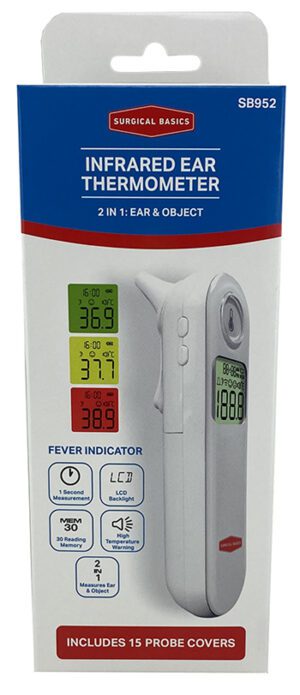Surgical Basics Thermometer Digital Ear (15 Probe Covers & Case)