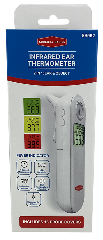 Surgical Basics Thermometer Digital Ear (15 Probe Covers & Case)