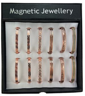 Magnetic Copper Bangles 6 Design Display Of 12