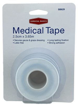 Surgical Basics Medical Tape Premium 2.5cm 3.65m Secure Adhesion
